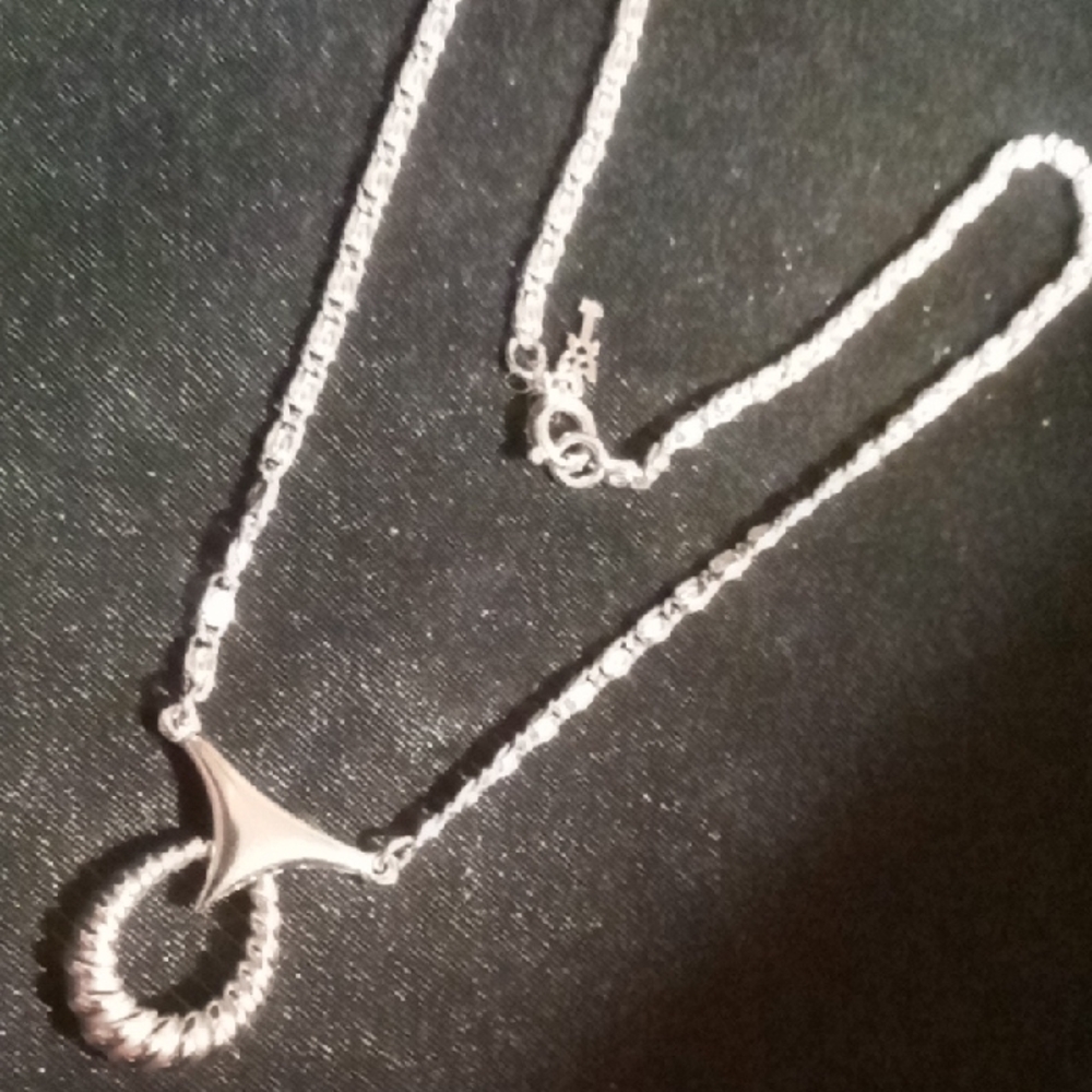 Trifari Crown Designer Collar Pendant Silver Necklace